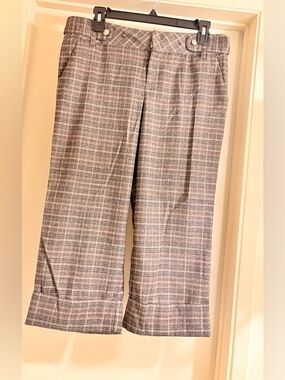 Rampage Gray Plaid Cropped Wide-Leg Pants